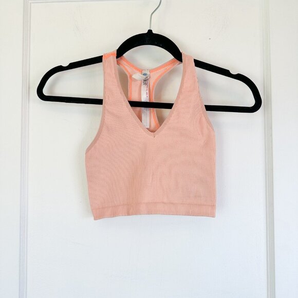 Free People Movement | Free Throw Crop Ribbed Athletic in Peaches Orange XSmall - Picture 3 of 5
